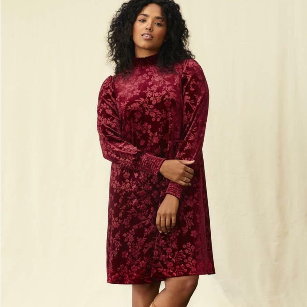 Matilda Jane Just Imagine Melanie Velvet Dress Long Sleeve Mock Neck Large